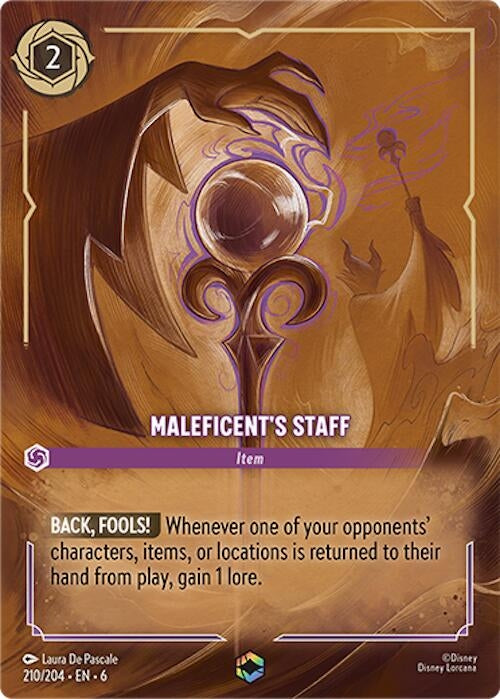 Image for Maleficent's Staff (Enchanted) (Azurite Sea) (210/204) - Disney Lorcana