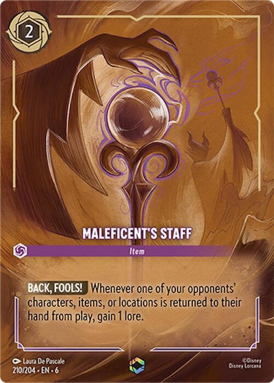 Image for Maleficent's Staff (Enchanted) (Azurite Sea) (210/204) - Disney Lorcana