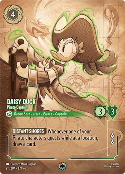 Image for Daisy Duck - Pirate Captain (Enchanted) (Azurite Sea) (211/204) - Disney Lorcana