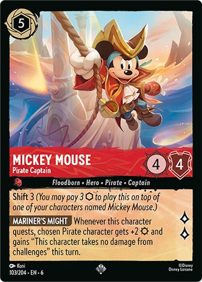 Image for Mickey Mouse - Pirate Captain (Azurite Sea) (103/204) - Disney Lorcana