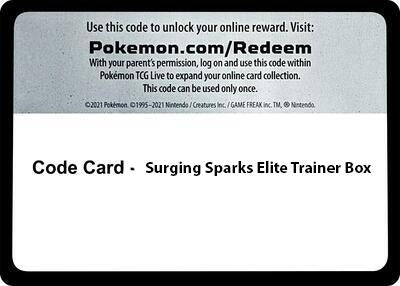 Image for Code Card - Surging Spark Elite Trainer Box - Pokemon