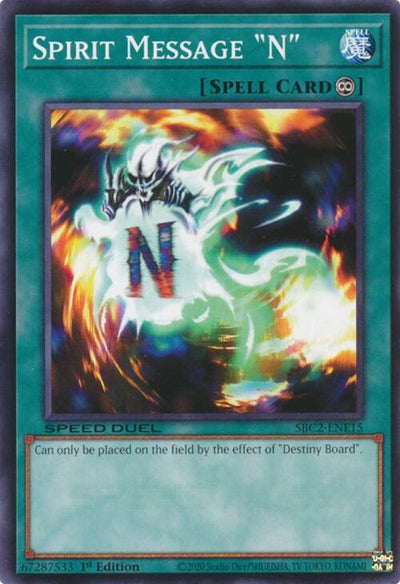Image for Spirit Message "N" (Speed Duel: Battle City Finals) (SBC2-ENE15) - YuGiOh