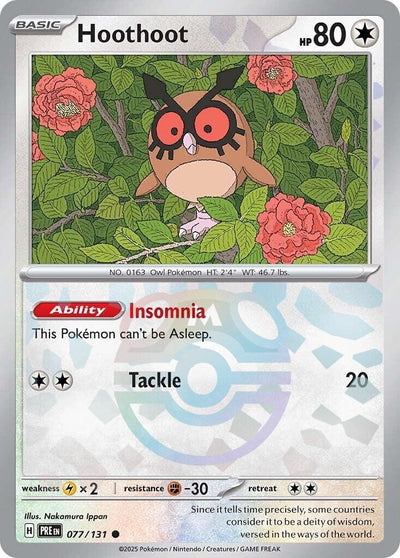 Image for Hoothoot (Master Ball Pattern) (SV: Prismatic Evolutions) (077/131) - Pokemon