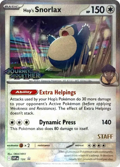 Image for Hop's Snorlax - 184 (Prerelease) [Staff] (SV: Scarlet & Violet Promo Cards) (184) - Pokemon