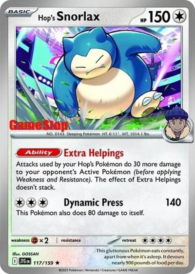 Image for Hop's Snorlax - 117/159 (GameStop) (Cosmos Holo) (SV09: Journey Together) (117/159) - Pokemon
