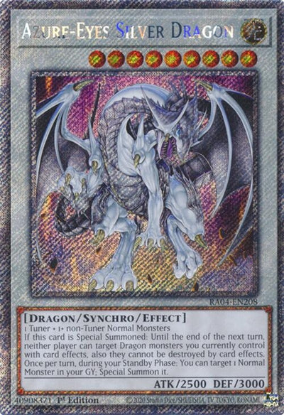 Image for Azure-Eyes Silver Dragon (Platinum Secret Rare) (Quarter Century Stampede) (RA04-EN208) - YuGiOh