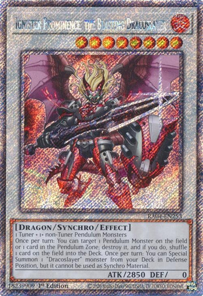 Image for Ignister Prominence, the Blasting Dracoslayer (Platinum Secret Rare) (Quarter Century Stampede) (RA04-EN253) - YuGiOh