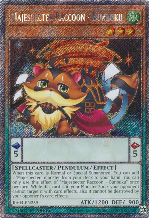 Image for Majespecter Raccoon - Bunbuku (Platinum Secret Rare) (Quarter Century Stampede) (RA04-EN259) - YuGiOh