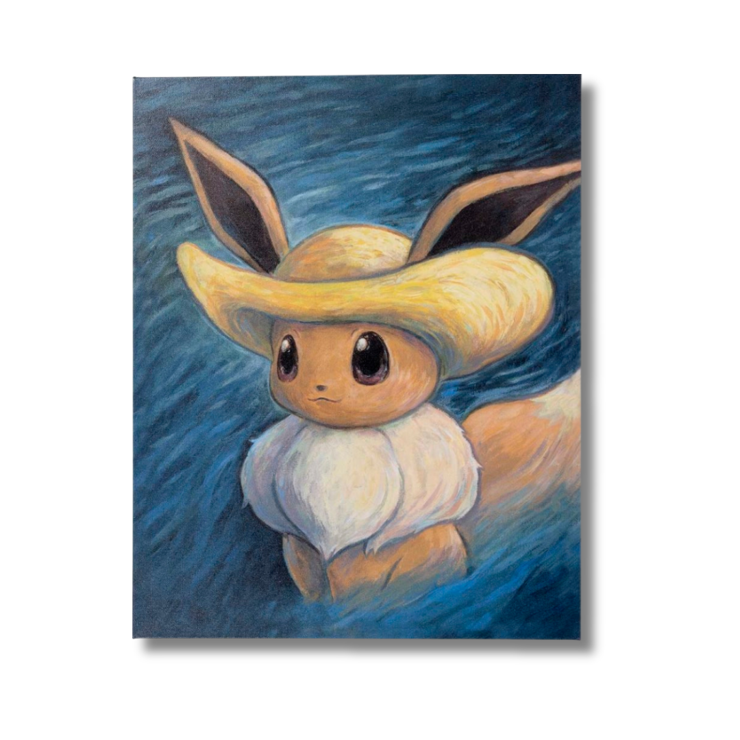 Pokémon Center × Van Gogh Museum: Eevee Inspired by Self-Portrait with Straw Hat - Printed Canvas